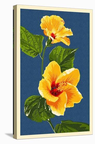Yellow Hibiscus-Lantern Press-Stretched Canvas