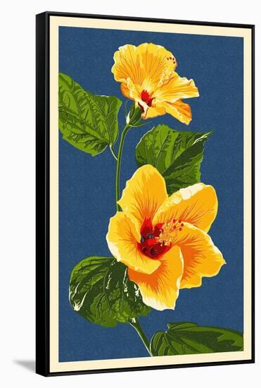 Yellow Hibiscus-Lantern Press-Framed Stretched Canvas