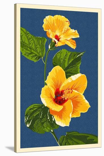 Yellow Hibiscus-Lantern Press-Stretched Canvas