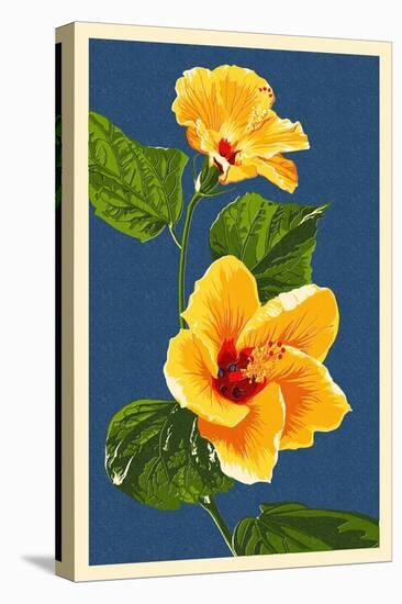 Yellow Hibiscus-Lantern Press-Stretched Canvas