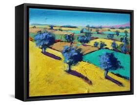 Yellow Hill (acrylic on canvas, 2021)-Paul Powis-Framed Stretched Canvas