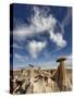 Yellow Hoodoos under a Wispy Cloud, San Juan Basin, New Mexico, USA, North America-James Hager-Stretched Canvas