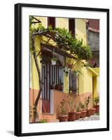 Yellow House, Agiasos, Lesvos, Mytilini, Aegean Islands, Greece-Walter Bibikow-Framed Photographic Print