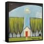 Yellow House Red Door-Tim Nyberg-Framed Stretched Canvas