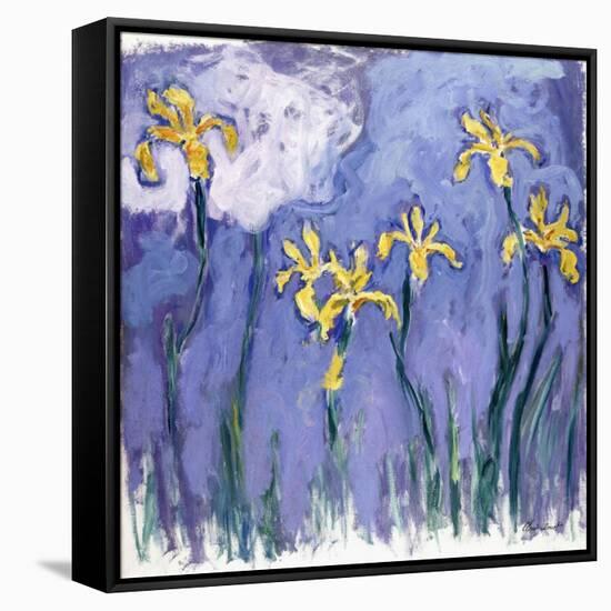 Yellow Iris with Pink Cloud, C.1918-Claude Monet-Framed Stretched Canvas