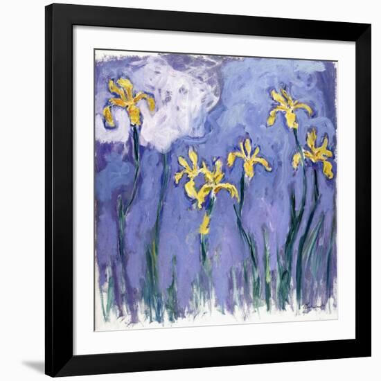 Yellow Iris with Pink Cloud, C.1918-Claude Monet-Framed Giclee Print