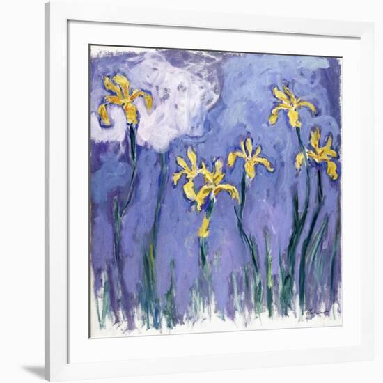 Yellow Iris with Pink Cloud, C.1918-Claude Monet-Framed Giclee Print