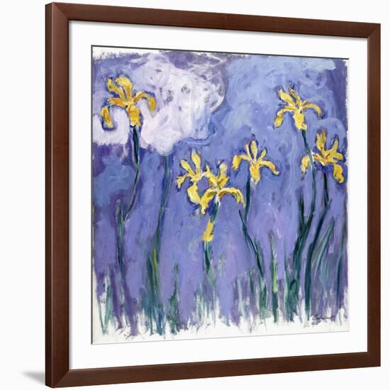 Yellow Iris with Pink Cloud, C.1918-Claude Monet-Framed Giclee Print