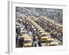 Yellow Kolkata Taxis and Commuters at Howrah Railway Station, Howrah, Kolkata (Calcutta), India-Annie Owen-Framed Photographic Print