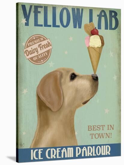 Yellow Labrador Ice Cream-Fab Funky-Stretched Canvas