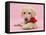 Yellow Labrador Retriever bitch pup, with a red rose-Mark Taylor-Framed Stretched Canvas