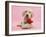 Yellow Labrador Retriever Bitch Puppy, 10 Weeks, with a Red Rose-Mark Taylor-Framed Premium Photographic Print