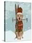 Yellow Labrador, Skiing-Fab Funky-Stretched Canvas