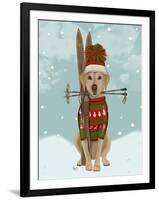 Yellow Labrador, Skiing-Fab Funky-Framed Art Print