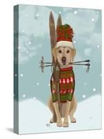 Yellow Labrador, Skiing-Fab Funky-Stretched Canvas