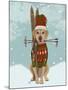 Yellow Labrador, Skiing-Fab Funky-Mounted Art Print