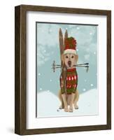 Yellow Labrador, Skiing-Fab Funky-Framed Art Print