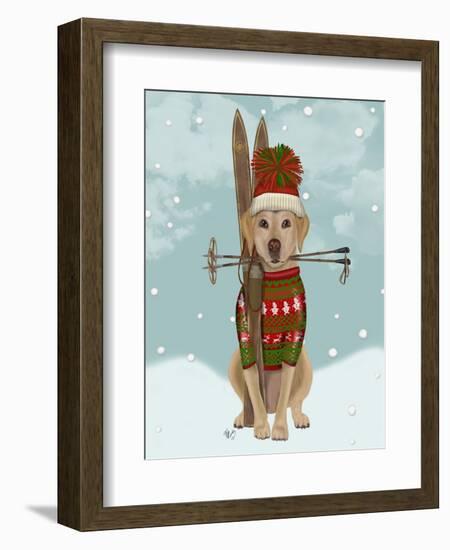 Yellow Labrador, Skiing-Fab Funky-Framed Art Print