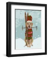 Yellow Labrador, Skiing-Fab Funky-Framed Art Print