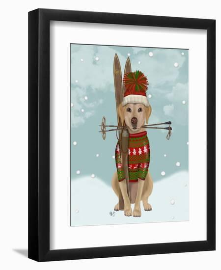 Yellow Labrador, Skiing-Fab Funky-Framed Art Print