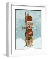 Yellow Labrador, Skiing-Fab Funky-Framed Art Print