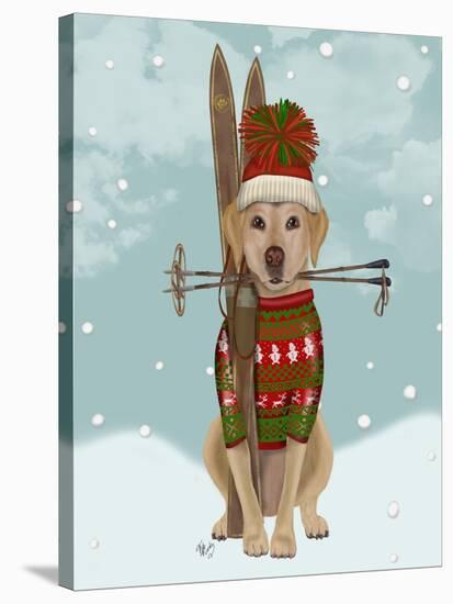 Yellow Labrador, Skiing-Fab Funky-Stretched Canvas