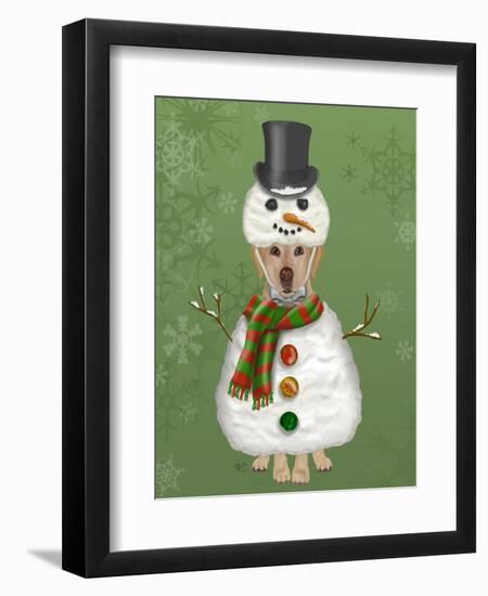 Yellow Labrador, Snowman Costume-Fab Funky-Framed Art Print