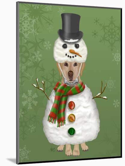 Yellow Labrador, Snowman Costume-Fab Funky-Mounted Art Print