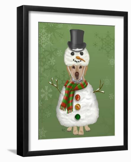 Yellow Labrador, Snowman Costume-Fab Funky-Framed Art Print