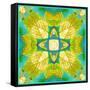 Yellow Leafes in Green Blue Water, Photohraphic Symmetric Layer Work-Alaya Gadeh-Framed Stretched Canvas