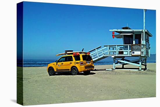 Yellow Life Gird Track at Beach-Steve Ash-Stretched Canvas