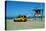 Yellow Life Gird Track at Beach-Steve Ash-Stretched Canvas