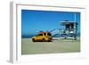 Yellow Life Gird Track at Beach-Steve Ash-Framed Premium Photographic Print