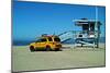 Yellow Life Gird Track at Beach-Steve Ash-Mounted Premium Photographic Print