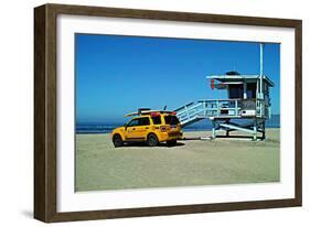 Yellow Life Gird Track at Beach-Steve Ash-Framed Photographic Print