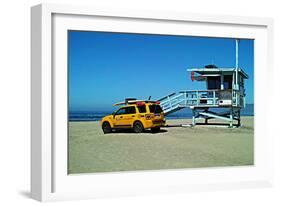 Yellow Life Gird Track at Beach-Steve Ash-Framed Photographic Print