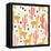 Yellow Llamas and Red Cacti Pattern-Lidiebug-Framed Stretched Canvas