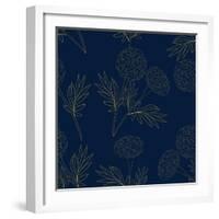 Yellow Marigold on Indigo Blue Background. Vector Illustration-Asamask92-Framed Art Print