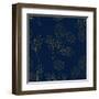 Yellow Marigold on Indigo Blue Background. Vector Illustration-Asamask92-Framed Art Print