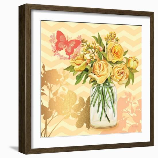 Yellow Mason Jar Bouquet-null-Framed Art Print