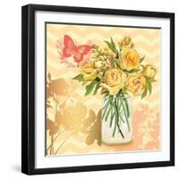 Yellow Mason Jar Bouquet-null-Framed Art Print