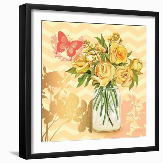 Yellow Mason Jar Bouquet-null-Framed Art Print