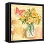Yellow Mason Jar Bouquet-null-Framed Stretched Canvas