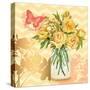 Yellow Mason Jar Bouquet-null-Stretched Canvas