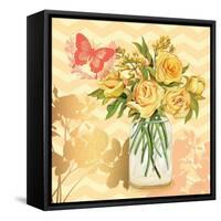 Yellow Mason Jar Bouquet-null-Framed Stretched Canvas