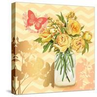 Yellow Mason Jar Bouquet-null-Stretched Canvas