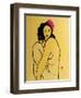 Yellow Nude with Pink Hibiscus Seated (II), 2015-Susan Adams-Framed Giclee Print