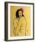 Yellow Nude with Pink Hibiscus Seated (II), 2015-Susan Adams-Framed Giclee Print