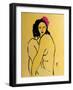 Yellow Nude with Pink Hibiscus Seated (II), 2015-Susan Adams-Framed Giclee Print