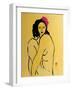 Yellow Nude with Pink Hibiscus Seated (II), 2015-Susan Adams-Framed Giclee Print